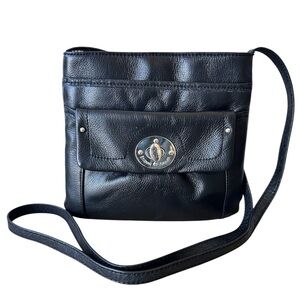 Etienne Aigner Black Pebbled Leather Crossbody Purse w/turn lock